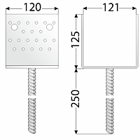 Patka sloupku 120, PSS 120,121x125x120x4,trn Ø 18, 1 ks