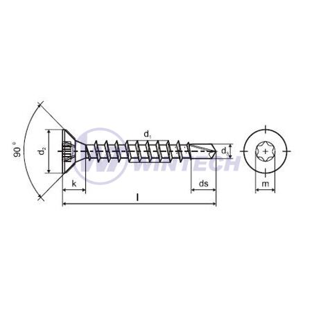 Samovrtný vrut  ZH T  6 dr.  4,0 x 60 ZZ