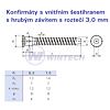 Konfirmát  3,0mm  6H  6,3 x 50 ZB