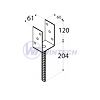 PS 60U Patka sloupku 61x120x60x4,0,žl.zn.trnØ 16mm, 1 ks