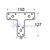 Spojka typu "T" KT 2, 150x127x38x2, 1 ks