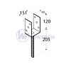 PS 150U Patka sloupku151x120x60x4,0 žl.zn,trn Ø 18, 1 ks